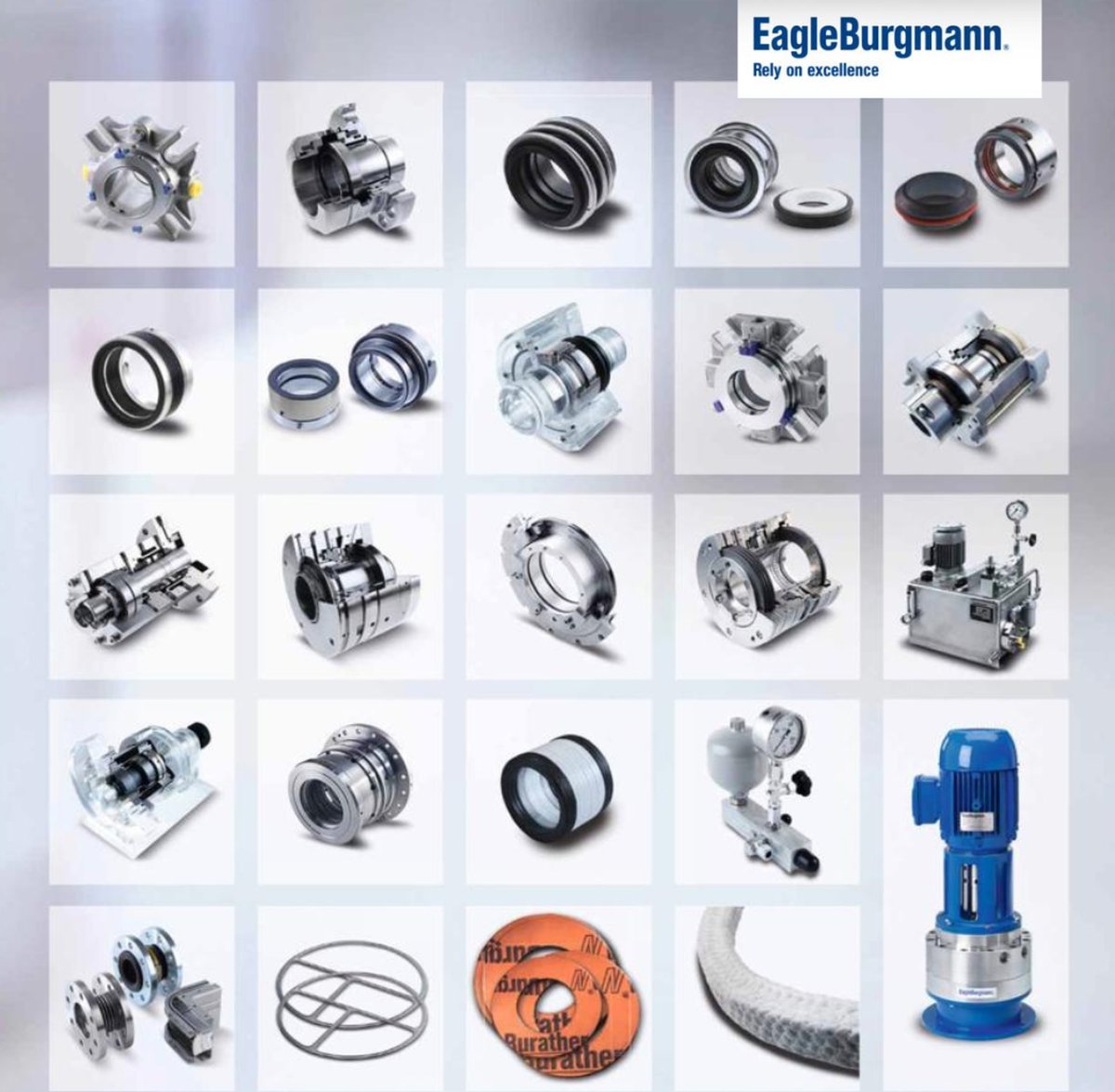 EagleBurgmann sealing product range — mechanical seals, couplings, gaskets, packings and supply systems